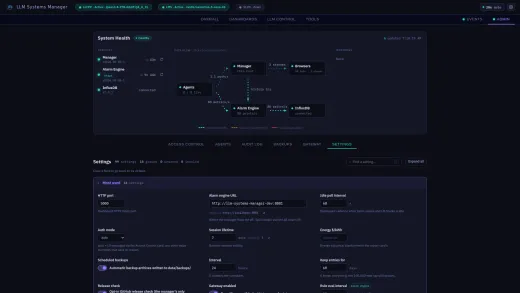 Settings: every configuration key grouped and searchable, applied hot or flagged as restart-pending thumbnail