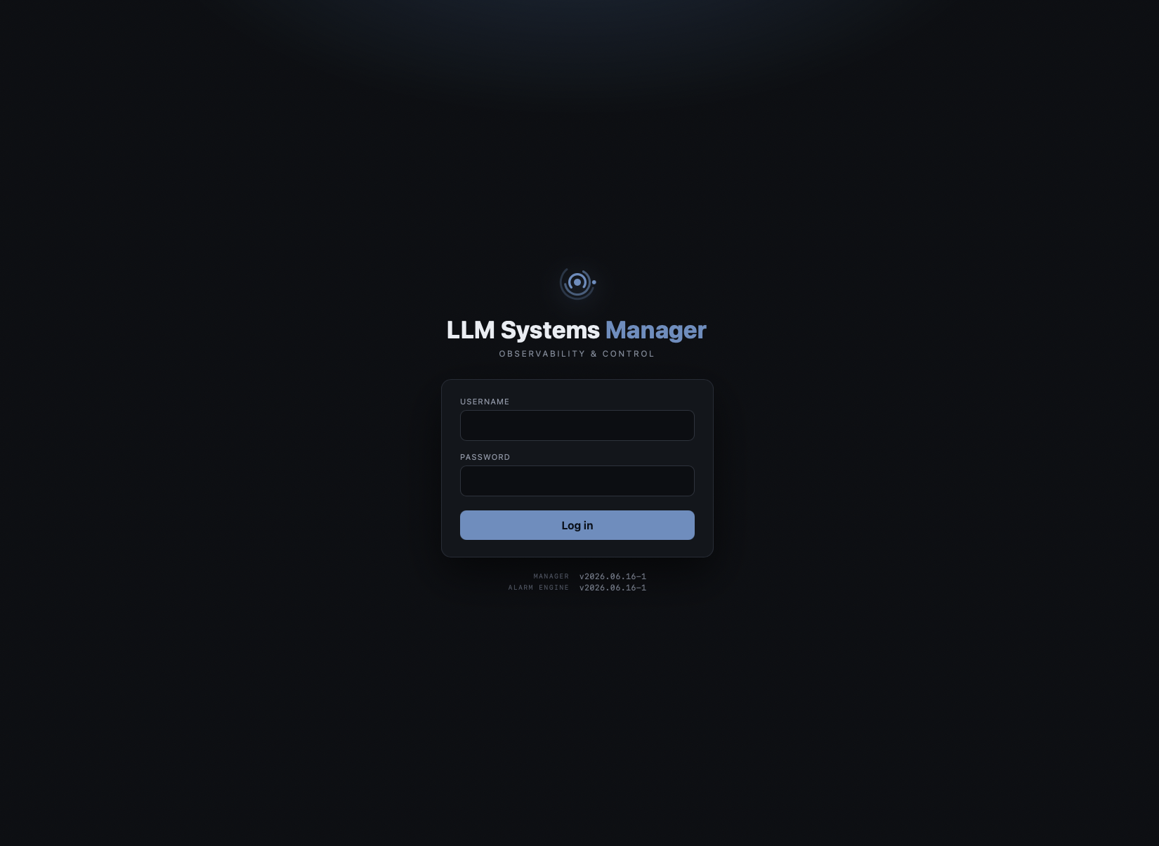 Login screen